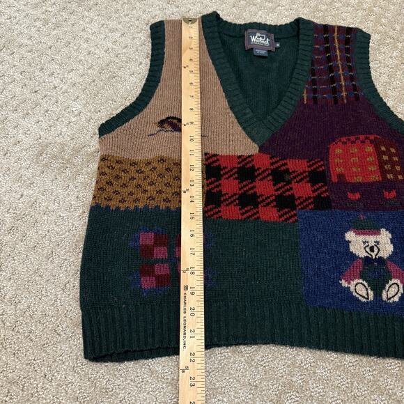 WOOLRICH 100% Wool Sweater Vest Mallard Size M V Neck Teacher - Picture 4 of 9